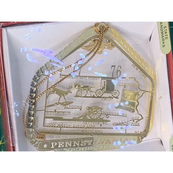Pennsylvania State Landmarks Solid Brass Nation's Treasures Christmas Ornament - Picture 5 of 9